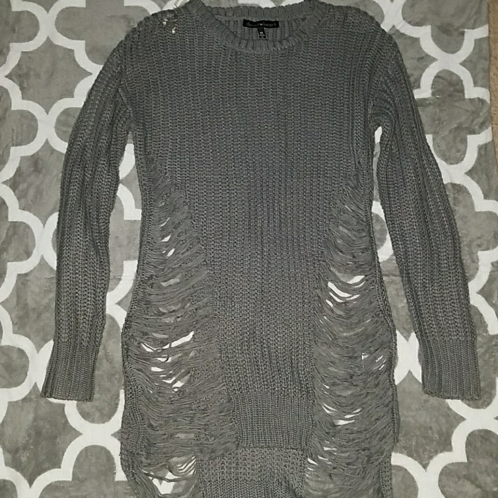 Long distressed sweater
